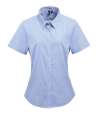 PR321 Premier Ladies Gingham Short Sleeve Shirt Light Blue / White colour image